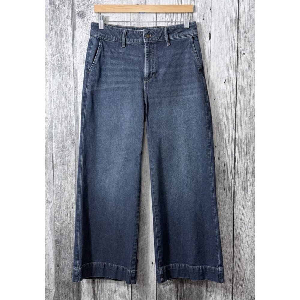 Liz Claiborne Wide Leg High Rise Ankle Whiskered Blue Jeans Women's 30x28